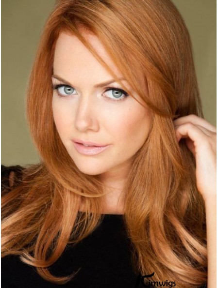Without Bangs Long Copper Straight 18 inch High Quality Human Hair Karen Gillan Wigs