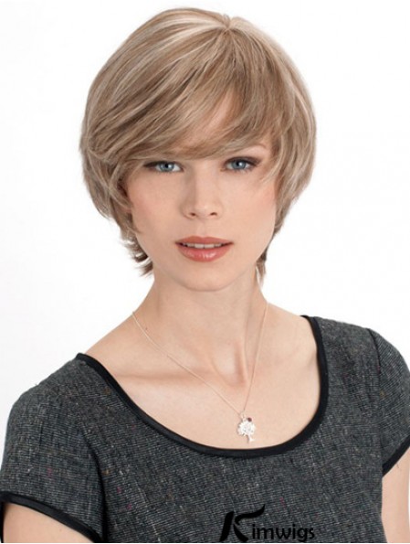 Monofilament Straight Layered Chin Length 8 inch Discount Real Hair Wigs