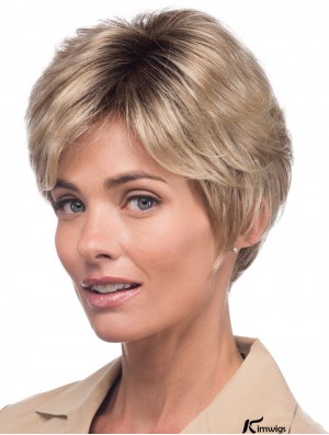 Monofilament Straight With Bangs Short 8 inch Great Real Hair Wigs