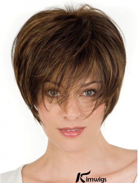 Real Hair Brown Wigs With Lace Front Wavy Style