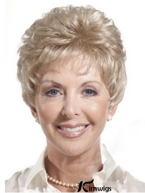 Real Hair Wigs For Older Women Cropped Length Auburn Color Classic Cuts