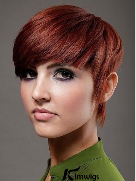 Boycuts Top Straight Red Short Real Hair Wigs
