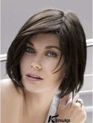 Lace Front Chin Length Straight Black Popular Bob Wigs