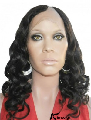 18 inch Lace Front Curly Black Perfect U Part Wigs