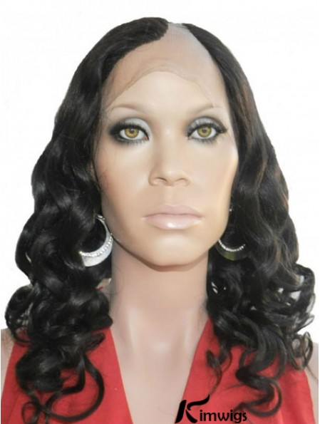 18 inch Lace Front Curly Black Perfect U Part Wigs