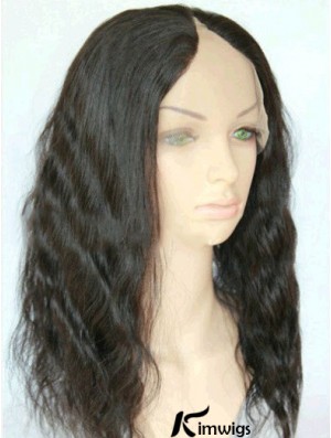 16 inch Lace Front Wavy Black Suitable U Part Wigs