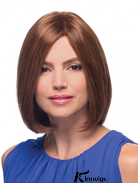 Chin Length Auburn Bobs Straight Cheap Monofilament Real Wigs