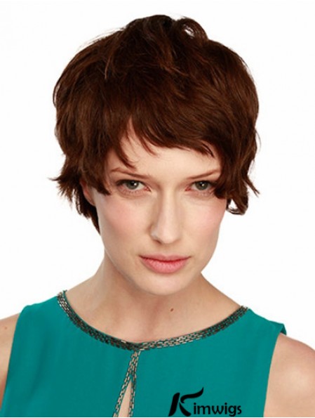 Monofilament Wavy Boycuts Short 8 inch No-Fuss Real Hair Wigs