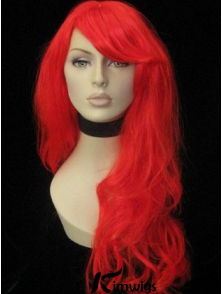 With Bangs Long Red Wavy 20 inch Fashionable Real Hair Wigs