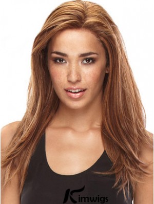 Without Bangs Amazing Straight Auburn Long Real Hair Lace Front Wigs