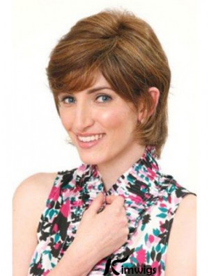 Classic Fabulous Straight Brown Chin Length Real Hair Wigs