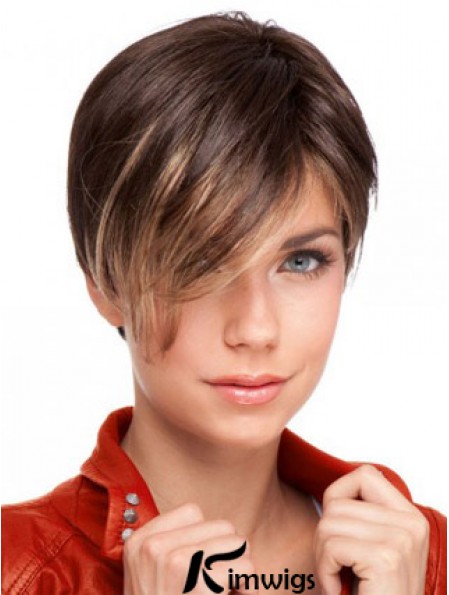 Auburn Cropped Designed Straight Boycuts Lace Wigs