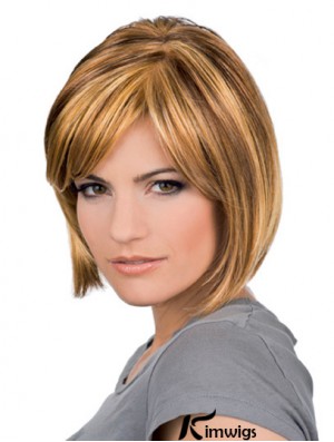 Chin Length Blonde Sleek 10 inch Wavy Bob Wigs