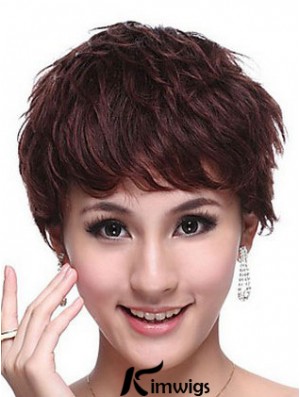 Capless Wavy Boycuts Cropped Trendy Real Hair Wigs