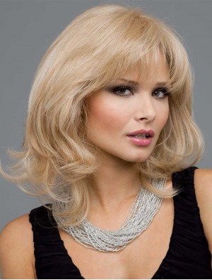 Long Wavy Layered Real Hair Full Blonde Wigs In The UK