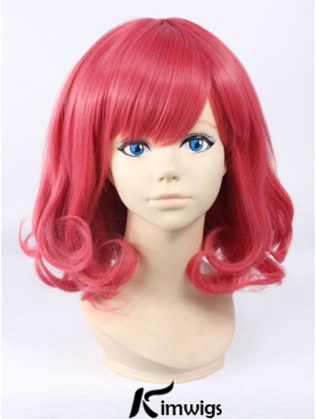 Wavy With Bangs Shoulder Length Red Cheapest Lace Front Wigs