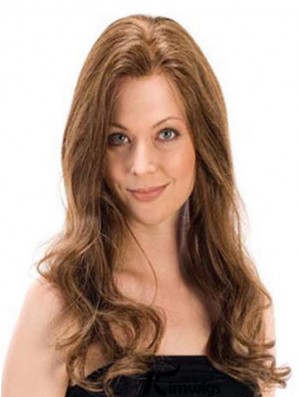 Wavy Remy Real Long Brown Monofilament Real Hair Wigs