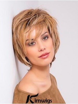 Blonde Monofilament Straight Bobs 10 inch Copper Chin Length Real Hair Lace Front Wigs