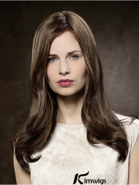 100% Hand-tied Straight Without Bangs 16 inch Brown Long Buy Real Hair Wigs