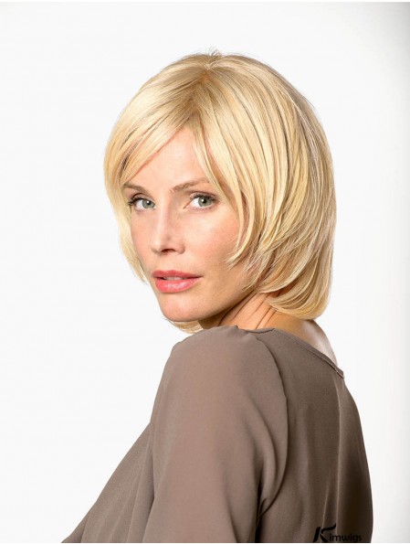 11 inch Straight Blonde Remy Real Hair Chin Length 100% Hand-tied Bob Cut Wigs Women