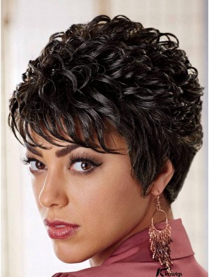 African American Wigs Online Layered Cut Curly Style Black Color