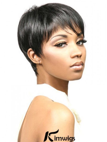 African Wigs With Synthetic Capless Cropped Length Boycuts Straight Style