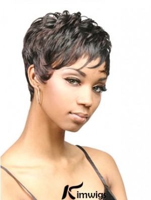 Cropped Black Wavy Boycuts Discount African American Wigs