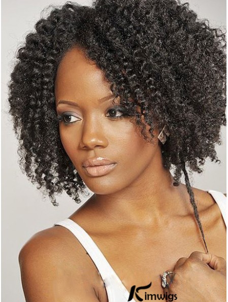 African American Real Hair Wigs Brazilian Chin Length Kinky Style
