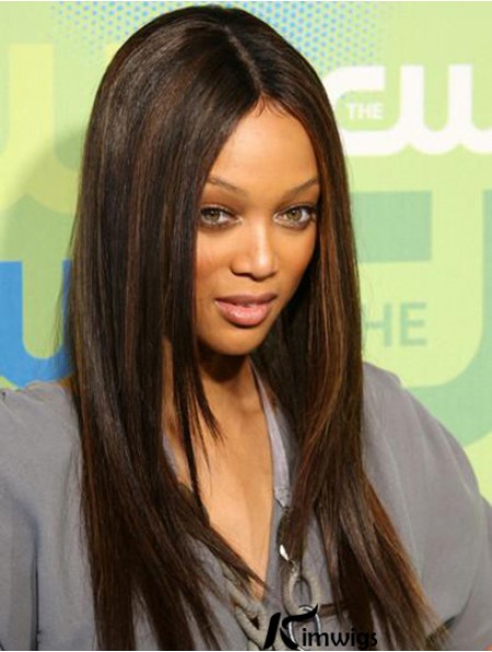 Tyra Banks Wig With Lace Front Brown Color Straight Style