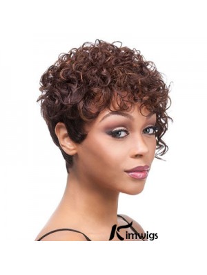 Short Auburn Curly Layered Trendy African American Wigs