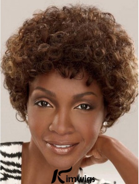 Capless Short Brown Layered Brown Synthetic Afro Kinky Hairstyles