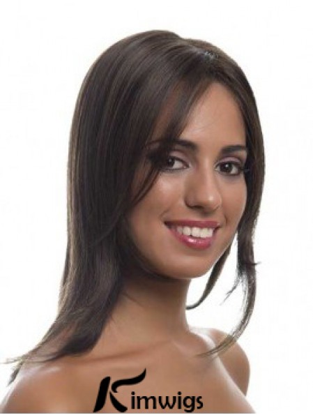 Shoulder Length Brown Layered Straight Incredible Full Lace Wigs