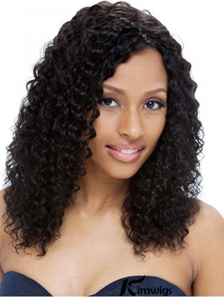 Real Full Lace Wigs UK Black Color Curly Style