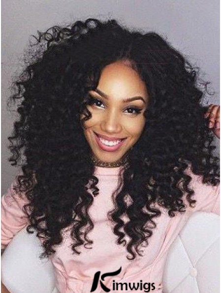 Black Remy Real Lace Front Long Kinky Curly Lace Wig UK