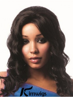 Long Black Wavy Without Bangs Comfortable African American Wigs