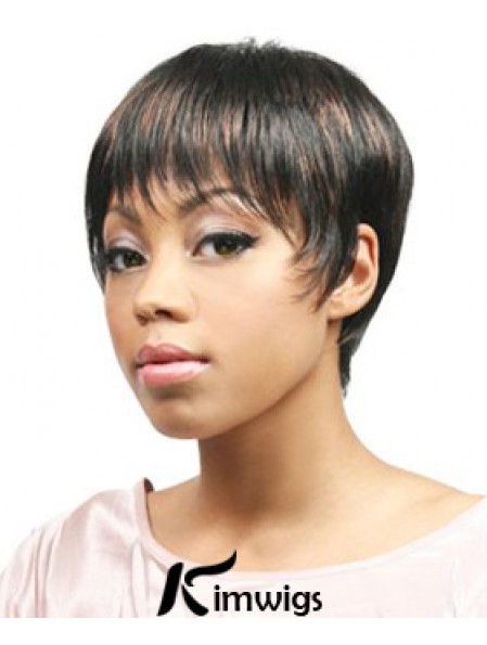 African Hair Wigs Boycuts Cropped Length Straight Style With Capless