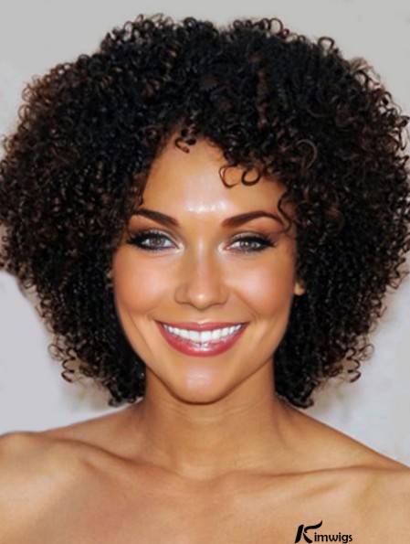 Kinky Short Real Hair Wigs For Black African American Women With Lace Front