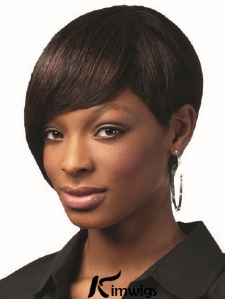 Bobs Brown Capless Short Straight Real Hair For Black Woman UK