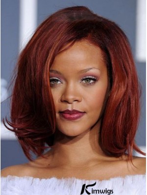Natural Chin Length Red Straight Capless Rihanna Wigs