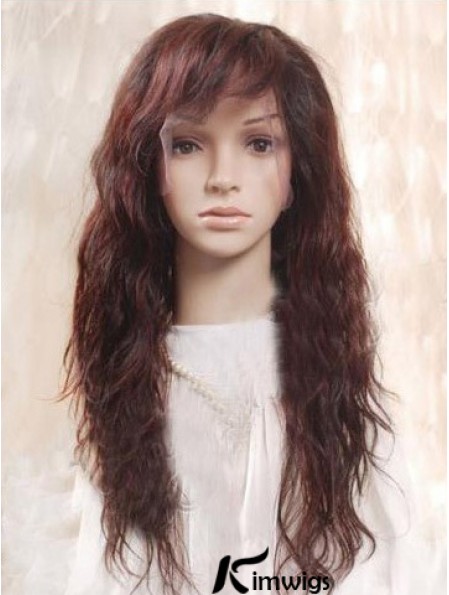 Auburn 100% Hand Tied Layered Wavy Remy Real Long Mono Wigs