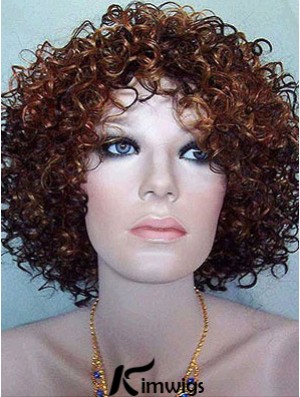 Kinky Layered Chin Length High Quality Auburn Synthetic Wigs