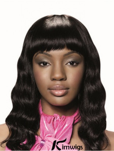 Long Black Wavy With Bangs New African American Wigs