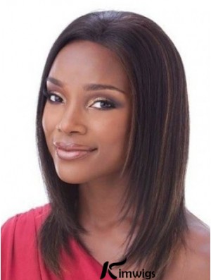 Without Bangs Best Straight Auburn Shoulder Length Real Hair Lace Front Wigs