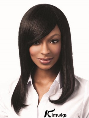 Long Black Yaki With Bangs Hairstyles African American Wigs