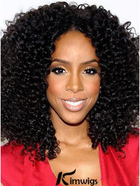 Designed 16 inch Shoulder Length Kinky Wigs For Black Women