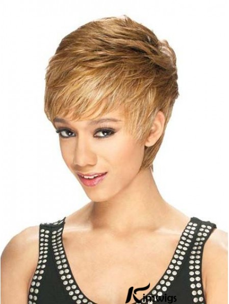 Designed Cropped Straight 8 inch Synthetic Glueless Lace Front Wigs