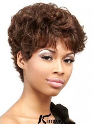 Cropped Auburn Curly Boycuts Convenient African American Wigs