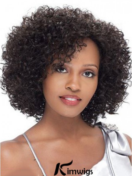 Brazilian Real Hair Short Lace Front Black Kinky Curly Wigs For Black Women
