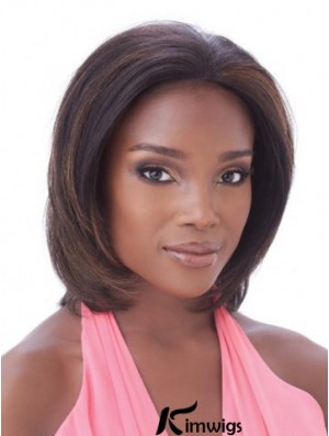 Without Bangs Hairstyles Straight Auburn Chin Length Real Hair Lace Front Wigs