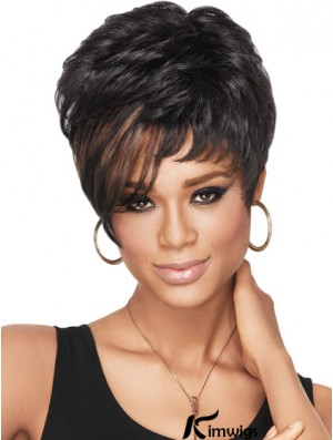 Cropped Black Wavy Boycuts High Quality African American Wigs